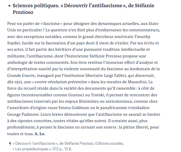 Média — Découvrir l’antifascisme