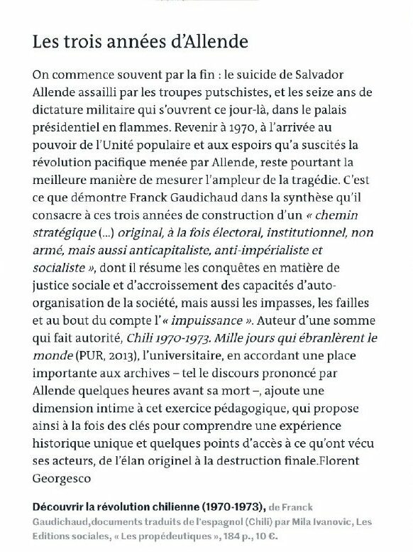 Média — Découvrir la révolution chilienne (1970-1973)